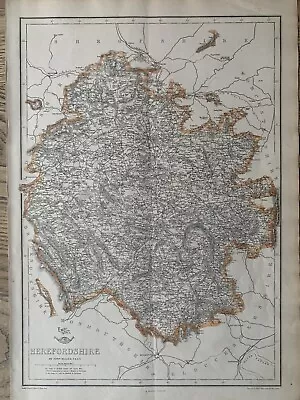 1863 Herefordshire Original Antique Hand Coloured Weekly Dispatch Map • £19.99