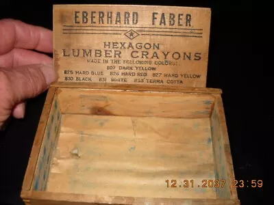 Vintage EBERHARD FABER Lumber Crayon Box Wooden Dove Tail • $12