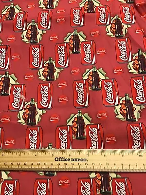 Fat Quarter Custom Cotton Fabric Coke Coca-Cola Soda 18x21” FQ (L) • $9.95