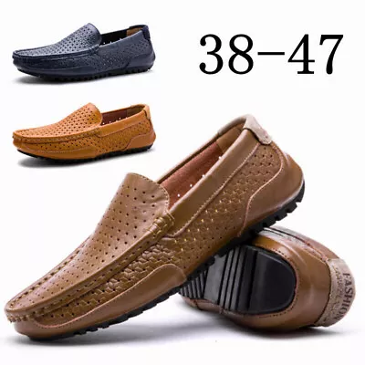 Mens Leather Slip On Loafers Casual Moccasin Boat Driving Shoes Smart Pumps Size • £20.09