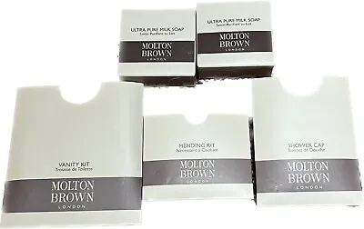 Molton Brown Ultra Pure Milk Soap Bar + Vanity Mending Kit Shower Cap Travel Kit • $19.99