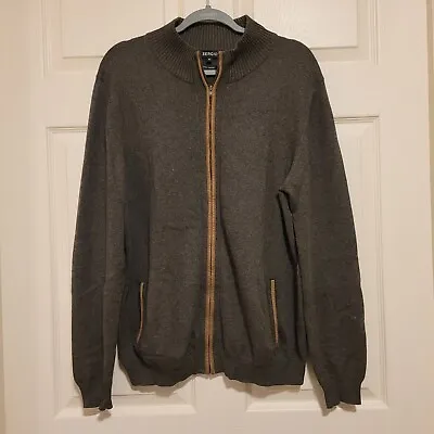 Men Bomber Jacket Sweater Cashmere Blend Size M Dark Gray Padded Elbow Sergio • $45
