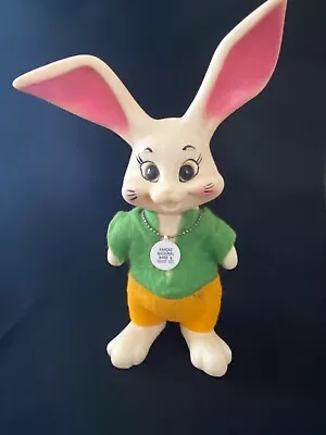 Vintage Easter Bunny Blow Mold Vinyl Plastic Bank Rabbit Piggy Coin Roy Des RDF • $39.99