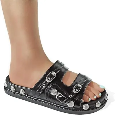 Women's Open Toe Flat Studded Sandals Liliana Meizi-1 • $24.99