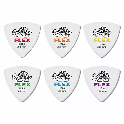 $6.44 • Buy 6 X Jim Dunlop Tortex Flex Triangle Picks - Mixed Sampler Pack One Of Each Gauge