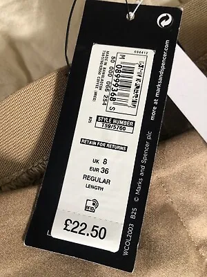 Ladies Marks And Spencer (M&S) The Mia Coffee Slim Cropped Trousers Size 8 R • £6.99