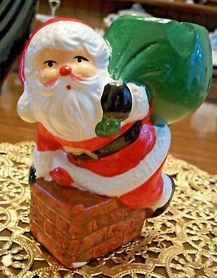 $5.98 • Buy Vintage JSNY SANTA CLAUS IN THE CHIMNEY WITH A BAG FULL OF TOYS, CANDLE HOLDER