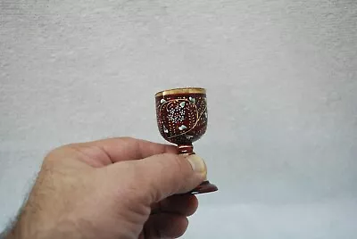 Beautiful Victorian Moser Cranberry Decorated Port Wine Stem 1880s • $39.99