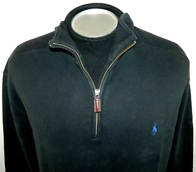 Vintage Polo Ralph Lauren Black Half-Zip Neck Pullover Shirt Tag L Sleeve 33 • $17.48
