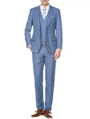 Braveman Men's 3-Piece Slim Fit Suit M300 In Slate Blue • $96