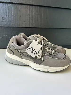$29.99 • Buy Zara Mens Taupe Gray Comfort Lace Up Low Top Running Shoes Size 12 3157