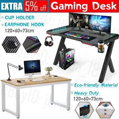 $29.99 • Buy 120 Gaming Desk Computer Desk Office Desk Home Desk With LED Lights RGB Lighting