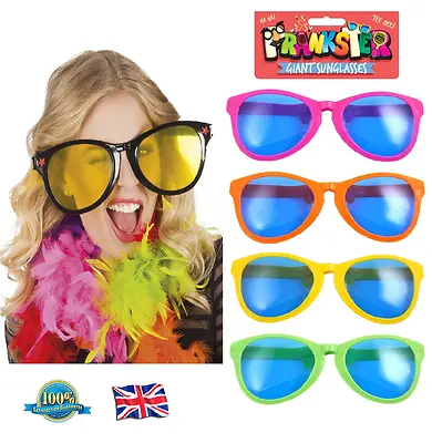 GIANT SUNGLASSES Ladies Mens Fancy Dress Item Glasses Jumbo Sunglasses 4 Colours • £6.74