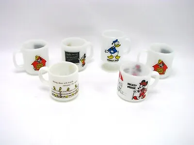Disney Milk Glass Coffee Mug LOT Vtg Mickey Minnie Donald Duck Glasbake Federal • $19.99