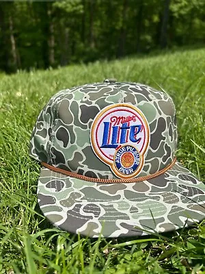 Miller Lite Retro Camouflage Ropebrim SnapBack Hat • $32