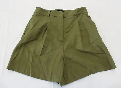 Zara Women's High Rise Front Pockets Linen Blend Shorts CG2 Green Size XS NWT • $16.49