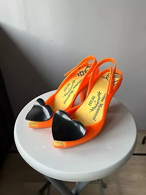 Vivienne Westwood X Melissa Anglomania Heart Orange Heels Size 37 EUR / 6 US • $80