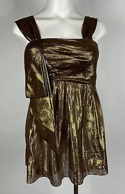 LAVENDER LABEL VERA WANG - Shimmering Bronze Semi-sheer Sleeveless Top + Sash 2 • $25