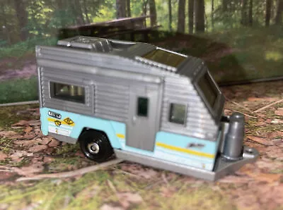 Matchbox OUTDOOR SIGHTS Design TRAVEL TRAILER Camper Turq Silver 1:64 New Loose • $0.99