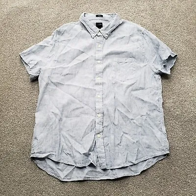 J.CREW Shirt Adult 2XL XXL Light Blue Linen Short Sleeve Button Up Slim Fit Mens • $15.99
