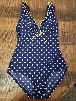 GABAR ONE PIECE SWIMSUIT BLUE WHITE POLKA DOTS SIZE 10 Summer Pool Side Beach  • $15