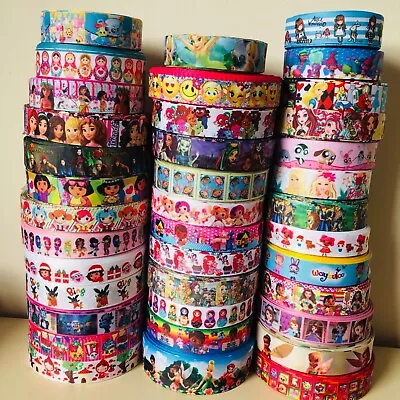 Kids GIRLS TV Movie Cartoon Characters Printed Grosgrain Ribbon Buy2Get1Free UK • £0.99