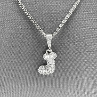 $9.99 • Buy Silver Tone Clear Rhinestones Bubble Initial Alphabet Letter J Pendant Necklace