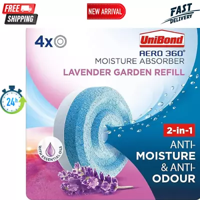 Unibond AERO 360° Moisture Absorber Lavender Garden Refill Tab 4x450g • £11.20