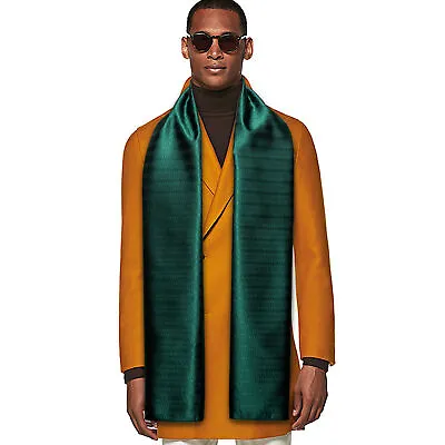 Mens Scarves Silk Fashion Green Solid Vintage Shawls Neck Wrap Mens Dress Scarf • £13.19