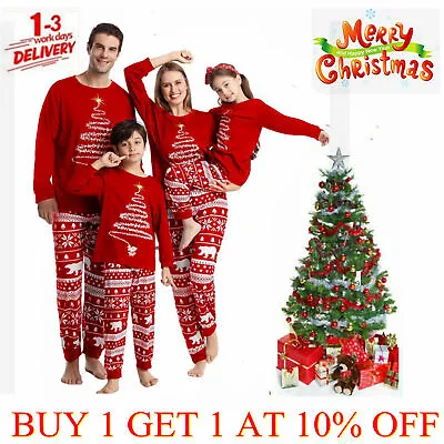£9.55 • Buy Christmas Pyjamas Xmas PJs Family Matching Adults Kids Nightwear Set UK STOCK