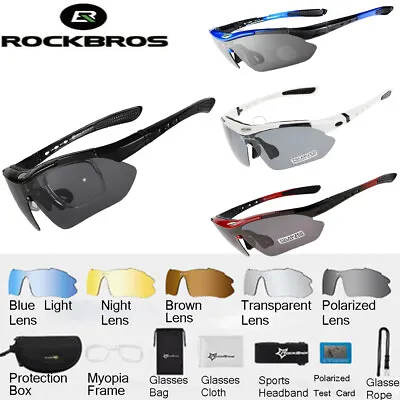 ROCKBROS 5 Lens Cycling Polarized Sunglasses Outdoor Bike UV400 Eyewear Goggles • $16.65