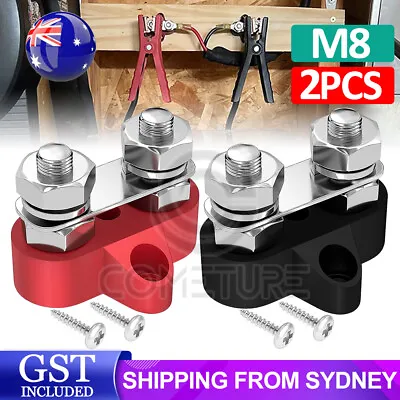 1 Red &1 Black 2 Post Bus Bar Power Distribution Terminal Block M8 Busbar DC 12V • $12.95