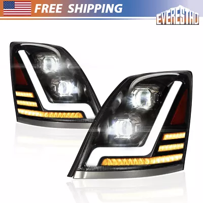 Pair LH&RH Fit For Volvo VNL Headlight Assembly Truck 2004-2015 Full LED Black • $602.99