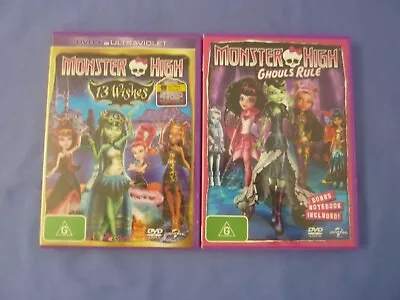 Monster High Bundle X 2 DVD 13 Wishes / Ghouls Rule R24 • $9.60