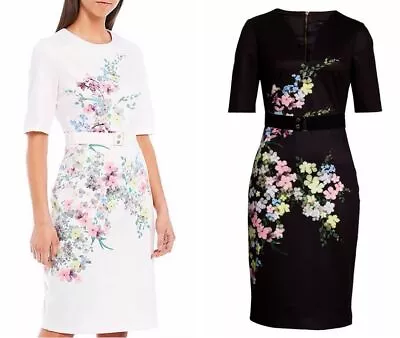 $120 • Buy TED BAKER Polyester Bodycon Dress V Neck Short Sleeve Mini Dress For Women