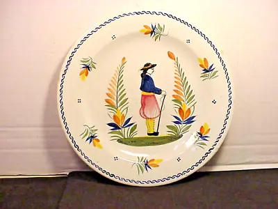 Quimper Henriot France Plate 9.5  Hand Painted Man Vintage • $35