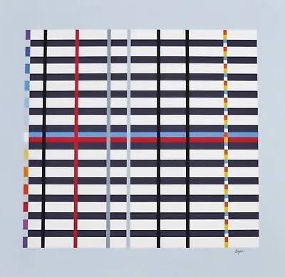 YAACOV AGAM Hommage To Mondrian (light Blue) 1975 HAND SIGNED Tribute LITHOGRAPH • $1450