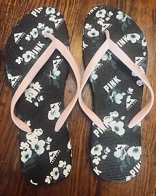 Victoria's Secret VS PINK Flip Flops Sandals Size 7-8 Flower Floral Beach • $16