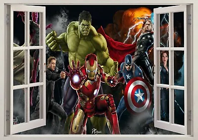 Marvel Avengers Hulk Super Heros 3d Smashed Wall View Sticker Poster Vinyl 2/9-7 • £19.95