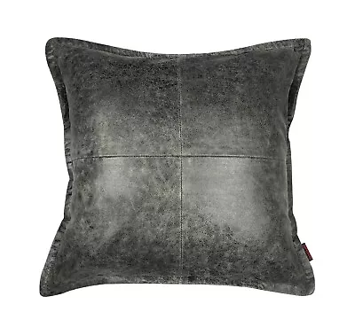 Genuine Leather Pillow Cover Throw Square Cushion Case Living Home Décor Gray • $44.99