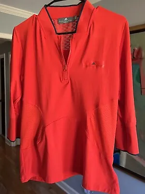 Stella McCartney Adidas Barricade Red 1/4 Zip Active Top 3/4 Sleeve Size Large • $18