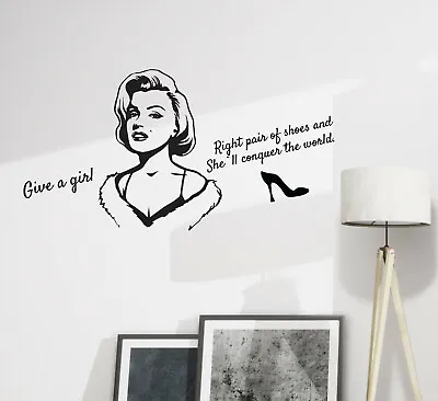 Wall Decal Marilyn Monroe Right Shoes Conquer Vinyl Black 28.5 In X 15 In Gz362 • $18