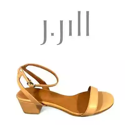 NEW J.JILL Ariane Block-Heel Leather Sandals Womens 8M Nude Color Ankle Strap • $48