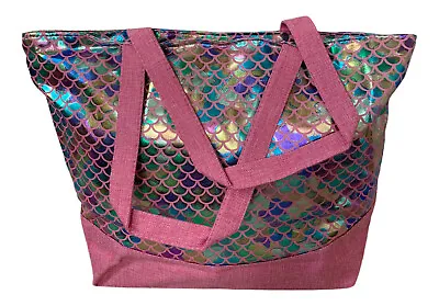 £12.99 • Buy Fat Giraffe Shiny Mermaid Style Beach Bag Beachbag Holiday Shopping Tote Pink