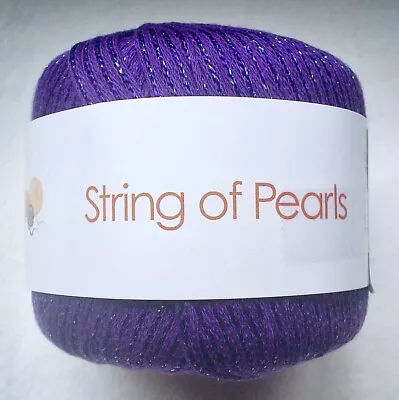Muench STRING OF PEARLS Yarn #4031 PURPLE With IRIDESCENT SPARKLE 50 Grams • $11.39
