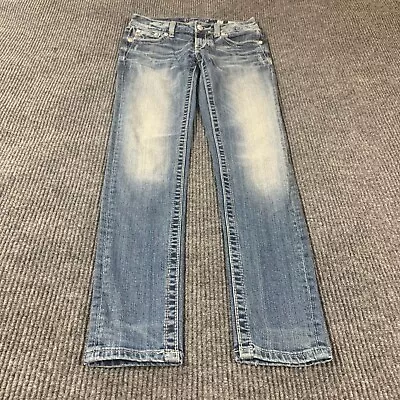Miss Me Jeans Womens 27 Blue Denim Skinny Rhinestone Stretch Low Rise 30x31 • $22.94