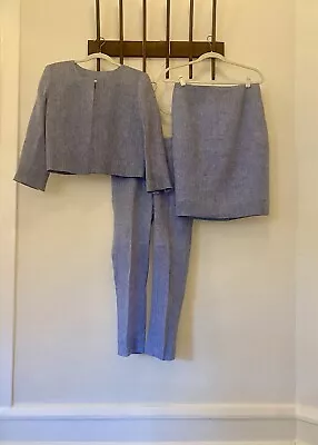 Three-piece Women’s  Linen Suit Size 2 Custom Made In India (based On JCrew) • $100