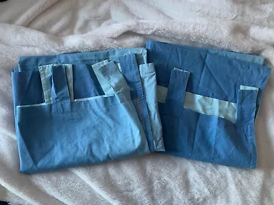 £5 • Buy Blue Ombré Tab Top Cotton Curtains - 55” By 85”