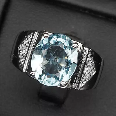 Striking Ice Blue Aquamarine 5.10Ct 925 Sterling Silver Handmade Rings Size 10 • $0.99