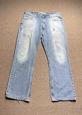 Vintage Arizona Bootcut Jeans Mens 38 Blue Denim Distressed Pants Outdoors 38x32 • $25.95